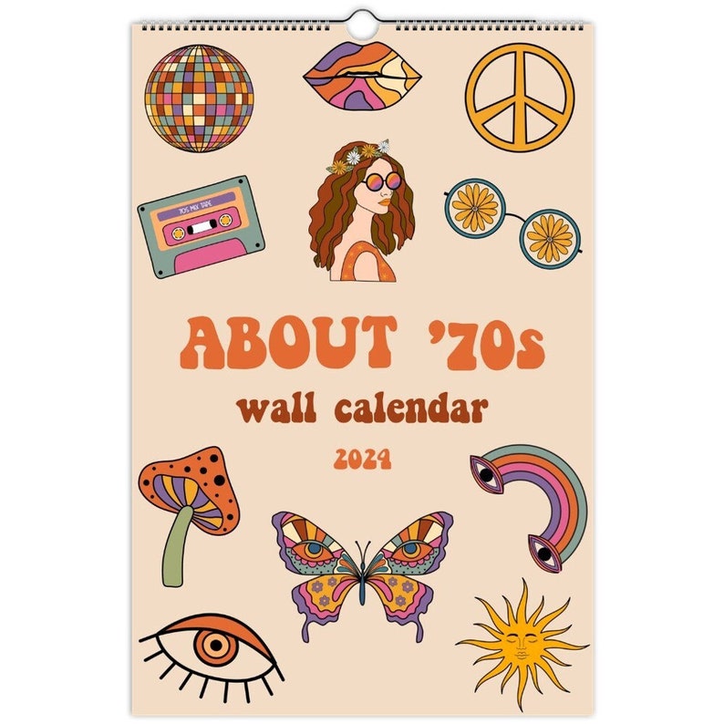 2024 Wall Calendar, 70's Calendar, Hippie Calendar, Groovy Calendar