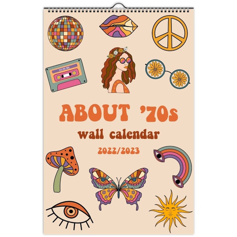 2022 2023 Mid Year Calendar Hippie Wall Calendar 70's Etsy India