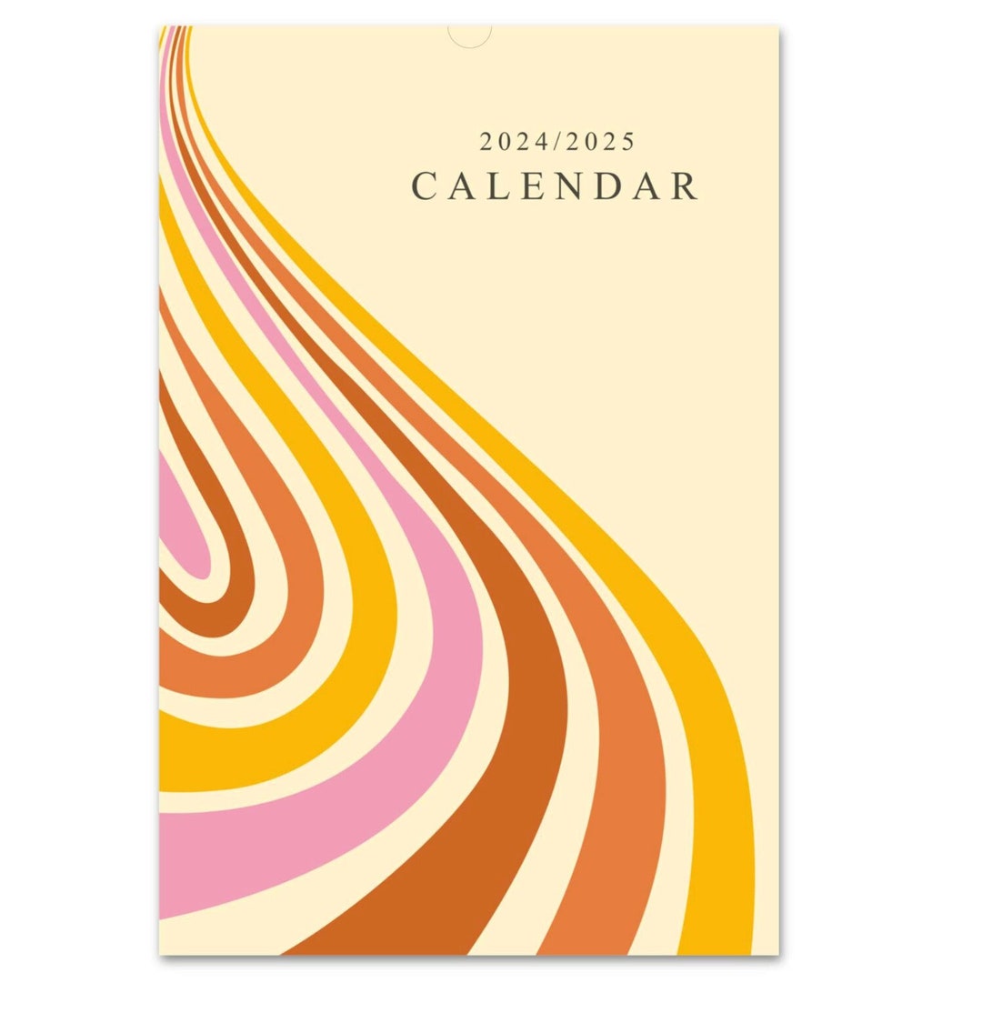 2024 2025 Wall Calendar, Retro Calendar, Groovy Calendar, Mid Year