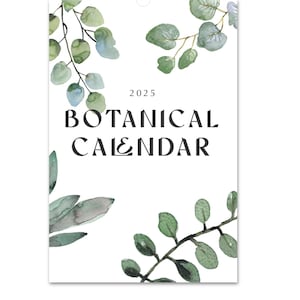2025 2026 Calendar, Botanical Calendar, Wall Calendar, Mid Year Calendar, Botanical Wall Decor, Leaf Calendar, Monthly Calendar, A3, Blank