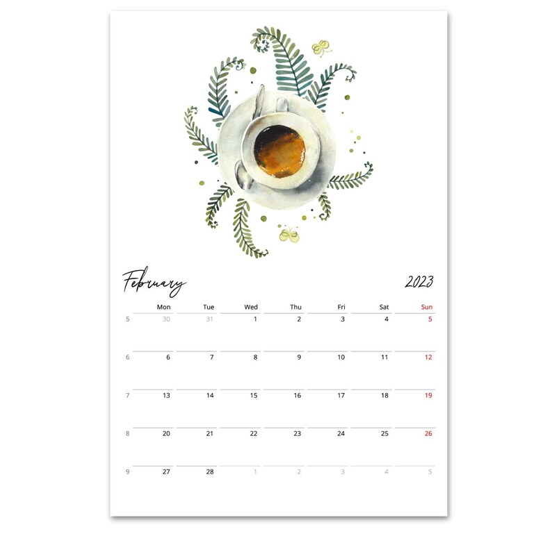 2022 2023 Mid Year Wall Calendar Coffee Calendar Floral Etsy Norway