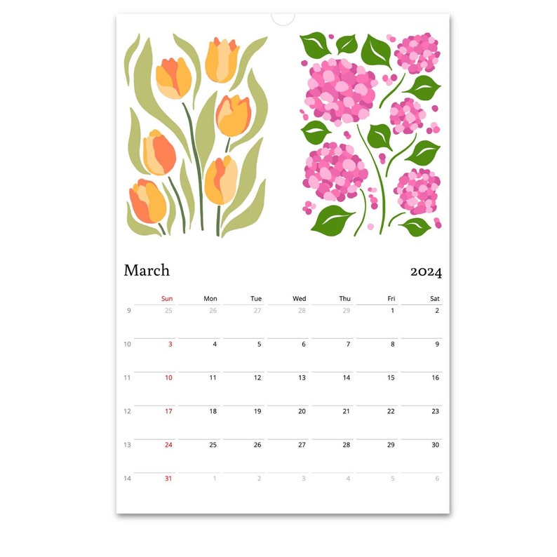 2025 Wall Calendar Flower Calendar 2025 Calendar Monthly Etsy