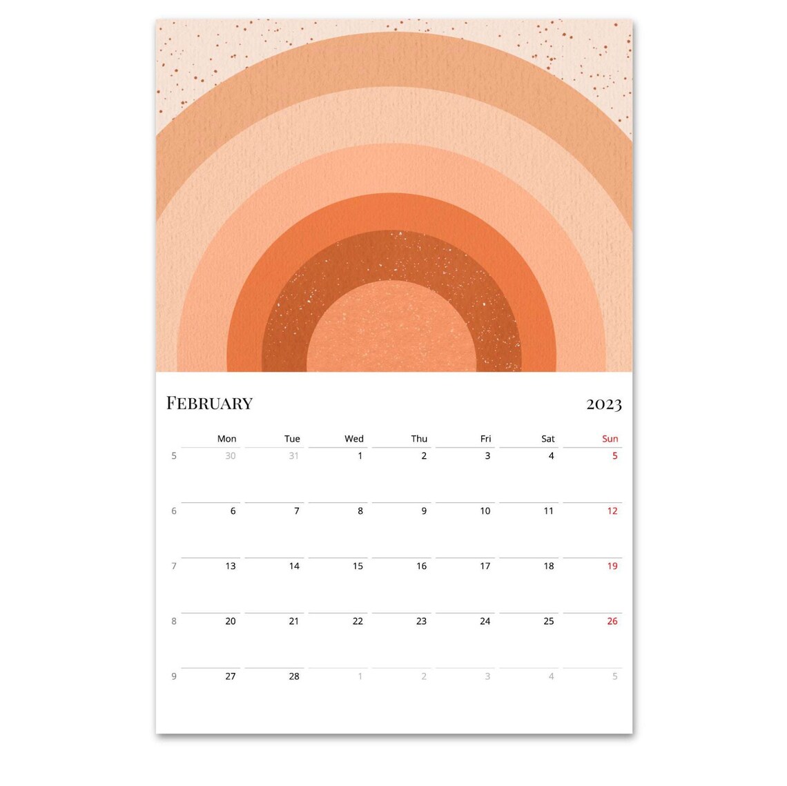 2023 Calendar Retro Calendar Abstract Calendar 2023 Wall Etsy
