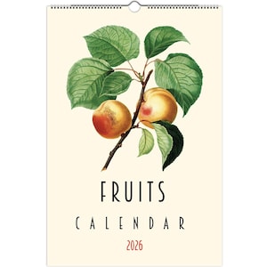 2026 2027 Wall Calendar, Fruit Wall Calendar, Retro Calendar, Spiral Calendar, Vintage Calendar, Food Calendar, Hanging Calendar, Blank, A3
