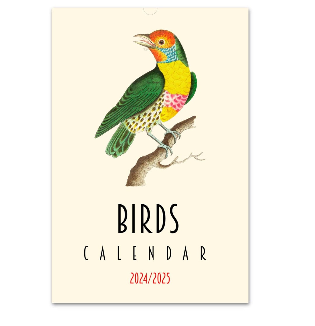 2024 2025 Calendar, Birds Calendar, Retro Calendar, Ornithology