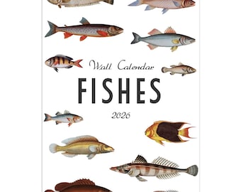 Retro Fish Wall Calendar 2026 2027: Angler Gift, A3 Size, Monthly Calendar, Blank Planner, Hanging