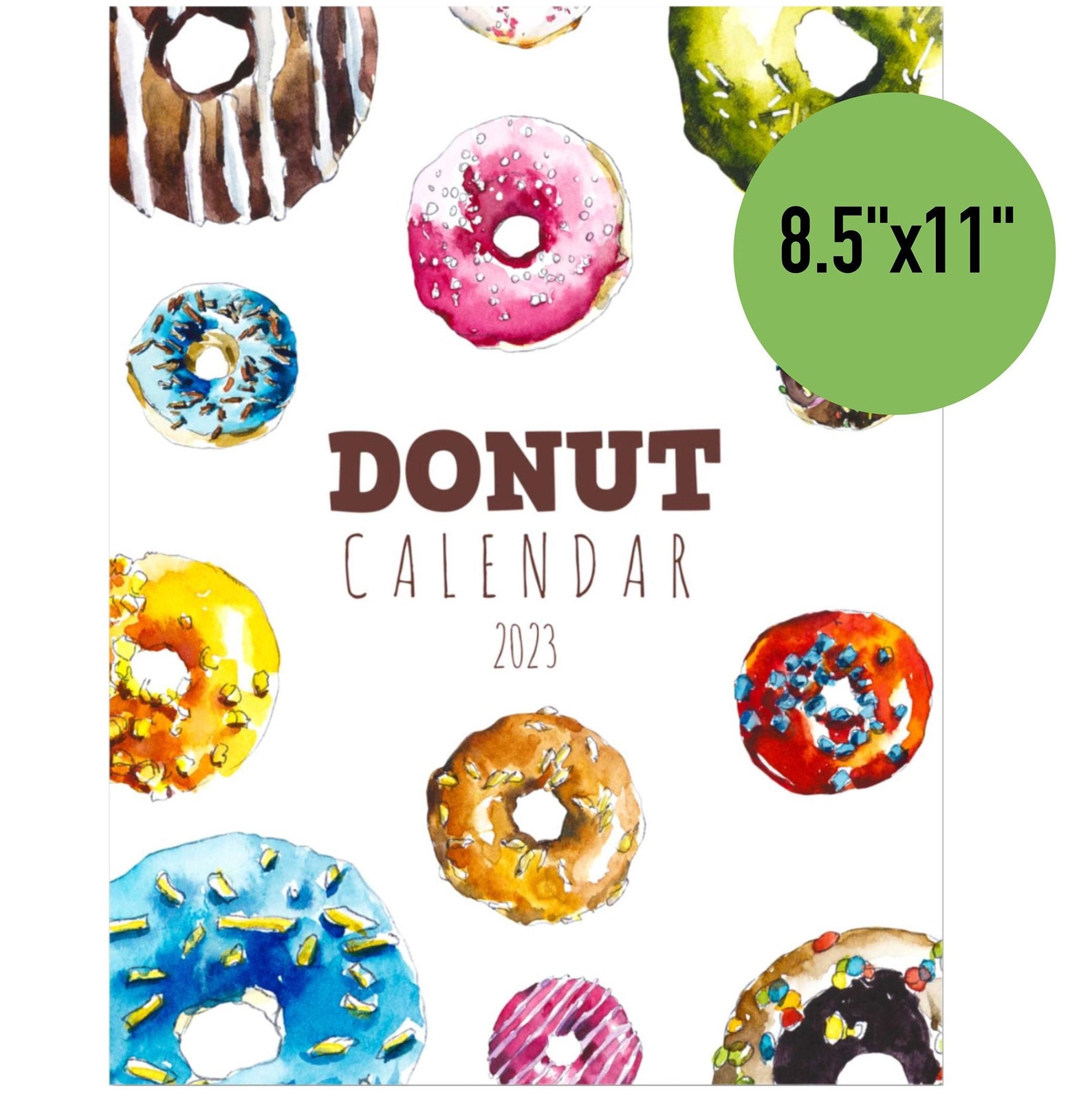 2023 Wall Calendar Donut Calendar Hanging Calendar Sweets Etsy