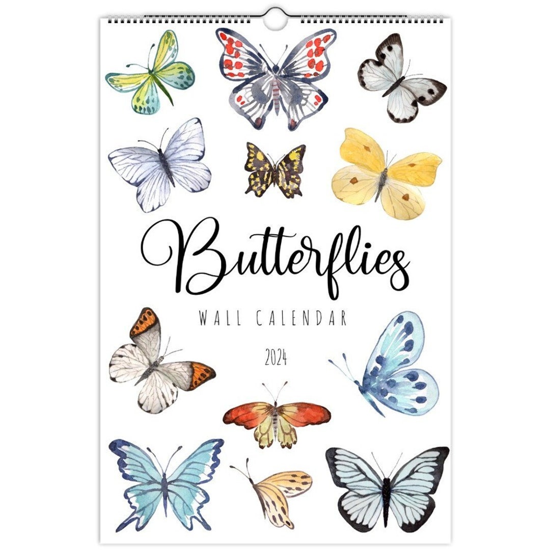 2024 Wall Calendar Butterflies Calendar Butterfly Etsy