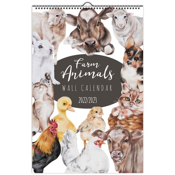 2022 2023 Midyear Calendar Farm Animals Wall Calendar Etsy