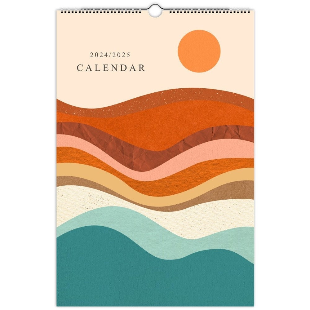 2024 2025 Calendar, Retro Calendar, Wall Calendar, Abstract Calendar