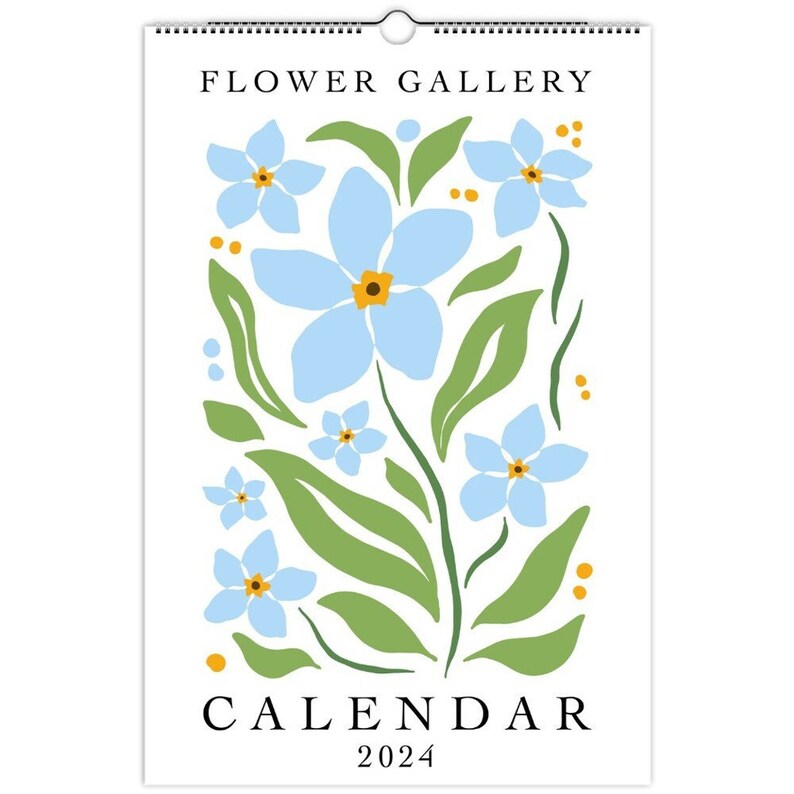 2024 Wall Calendar Flower Calendar 2024 Calendar Monthly Etsy