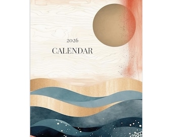 2026 2027 Wall Calendar, Abstract Calendar, Abstract Landscape Wall Decor, Hanging Calendar, Monthly Calendar, Blank Calendar, Planner A3