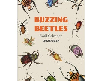 2026 2027 Calendar, Beetles Calendar, Bugs Calendar, Entomology Calendar, Monthly Calendar, Hanging Calendar, Coleopterology, Blank, Planner