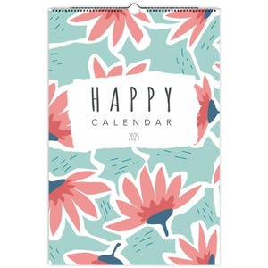 2025 2026 Wall Calendar, Floral Calendar, Happy Calendar, Hanging Calendar, Mid Year Calendar, Flowers Lover Gift, Monthly Calendar, Blank