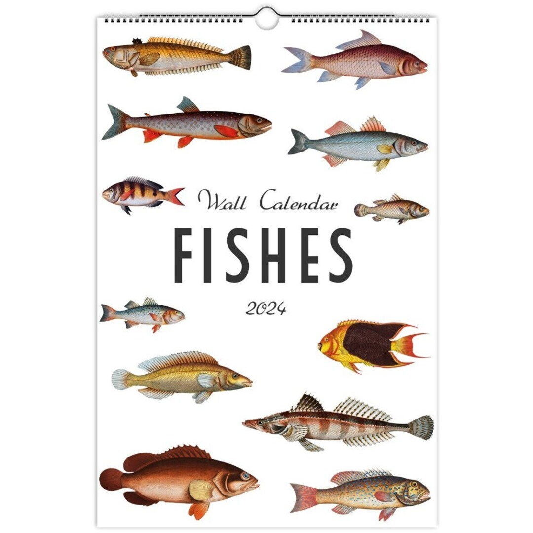 2024 Wall Calendar, Fish Calendar, Retro Calendar, Hanging Calendar,  Vertical Calendar, for Fisherman, Angler Calendar, Blank Calendar 