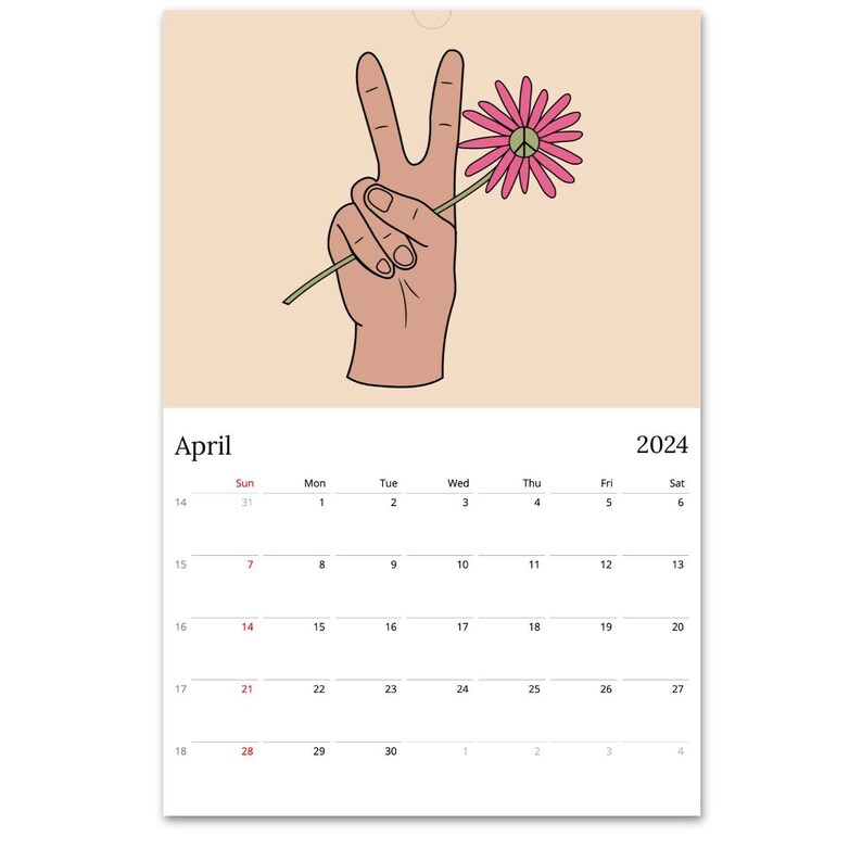 2024 Wall Calendar, 70's Calendar, Hippie Calendar, Groovy Calendar