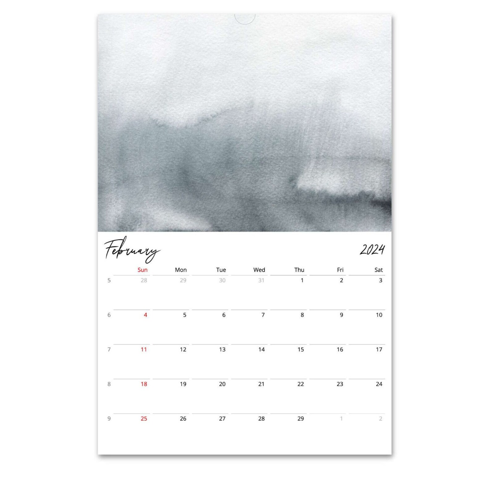 2024 Wall Calendar, Watercolor Calendar, 2024 Calendar, Abstract
