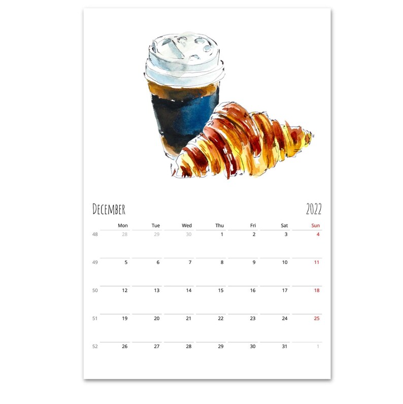 2022 2023 Midyear Calendar Fast Food Wall Calendar Academic Etsy Finland