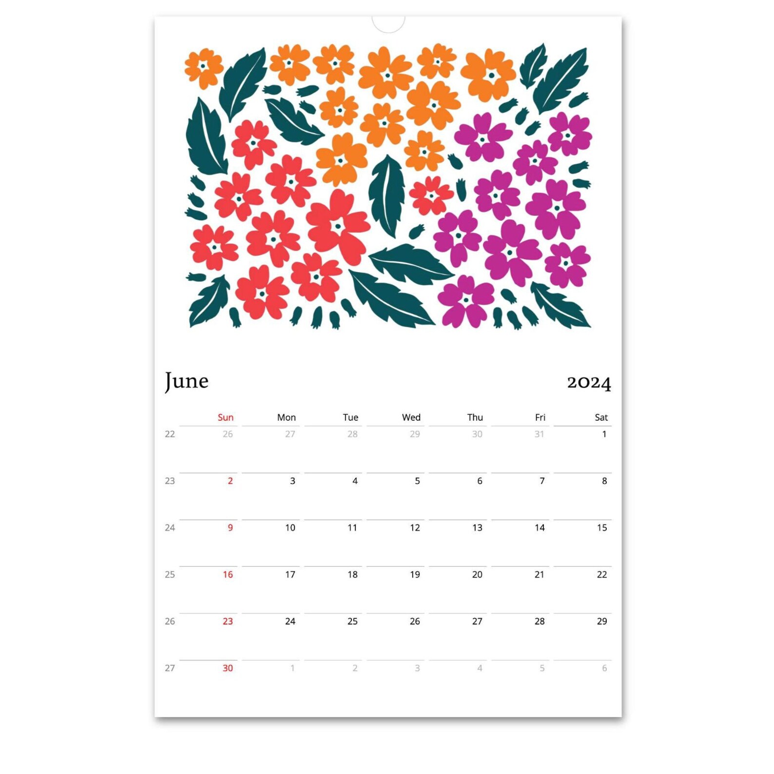 2024 Wall Calendar Flower Calendar 2024 Calendar Monthly Etsy