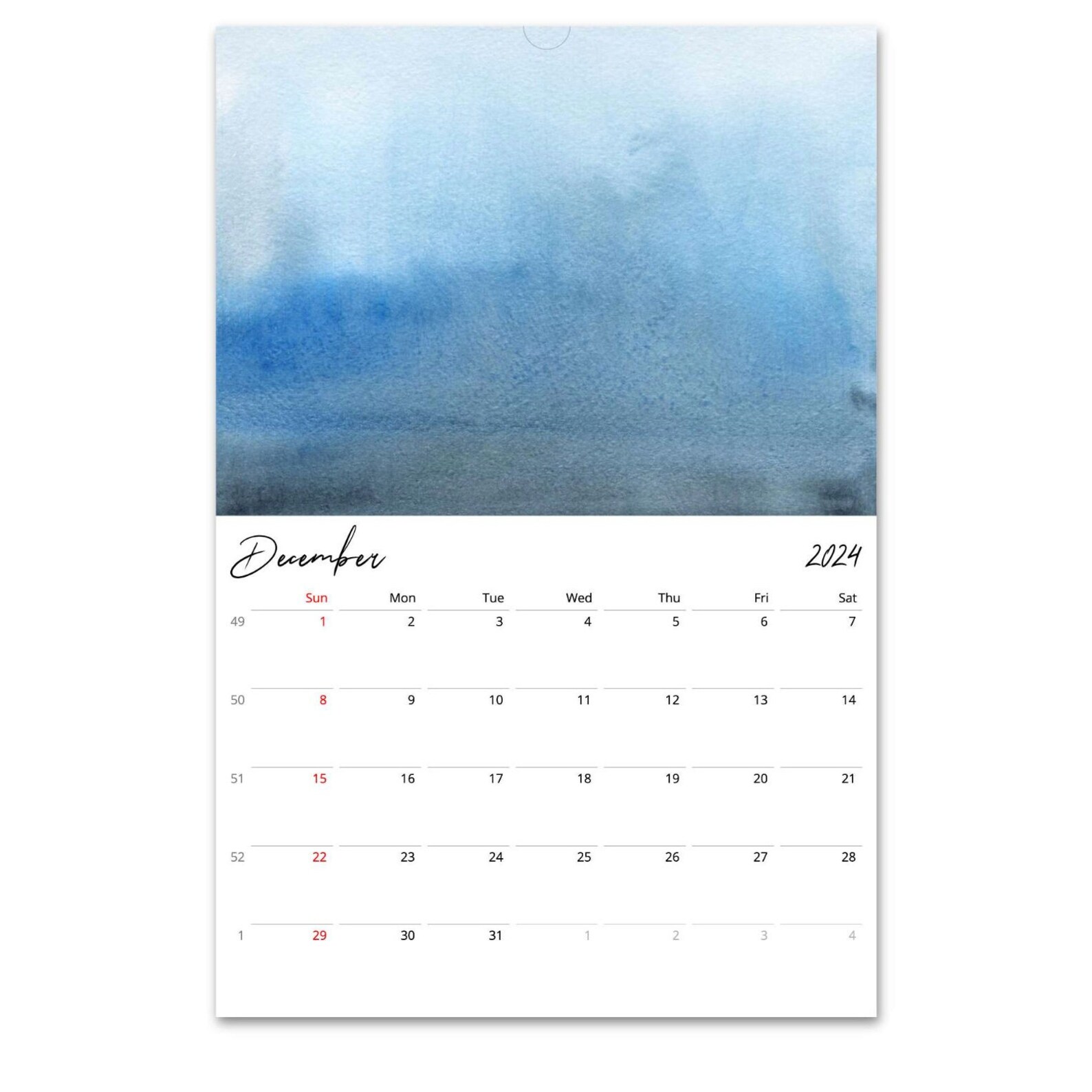 2024 Wall Calendar, Watercolor Calendar, 2024 Calendar, Abstract