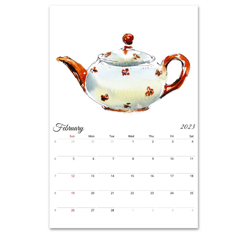 2023 2024 Wall Calendar Kitchen Calendar Vintage Teapots Etsy