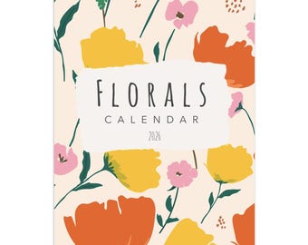 2026 2027 Wall Calendar, Floral Calendar, Hanging Calendar, Flower Decor, Botanical Calendar, Monthly Calendar, Blank Calendar, Planner A3