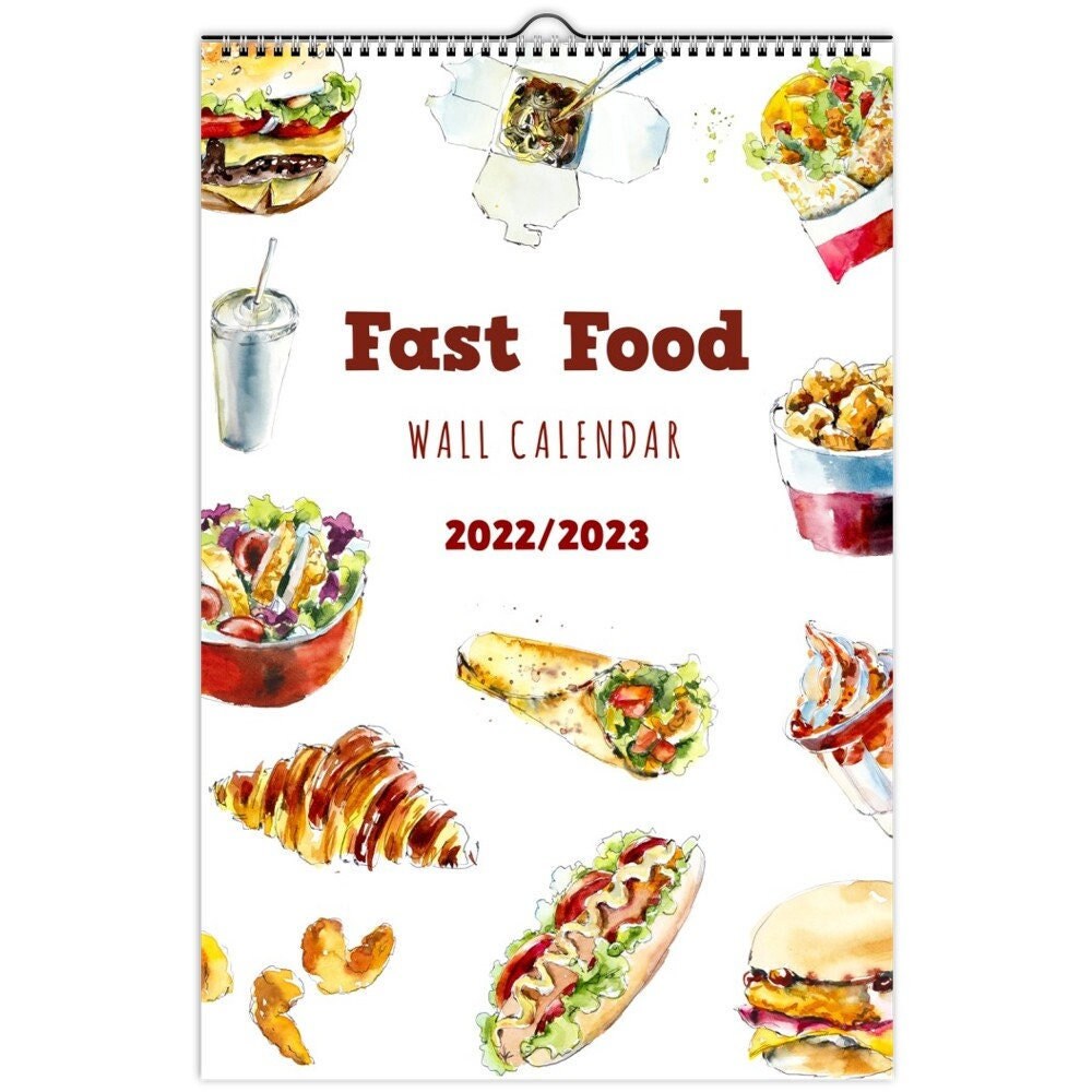 2022 2023 Midyear Calendar Fast Food Wall Calendar Academic Etsy Finland
