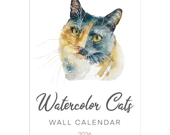 Wall Calendar 2026 2027 Cats, Cat Lover Gift, Pet Calendar, Monthly Calendar, Kittens, Hanging Calendar, Cat Wall Decor, Blank Planner, A3