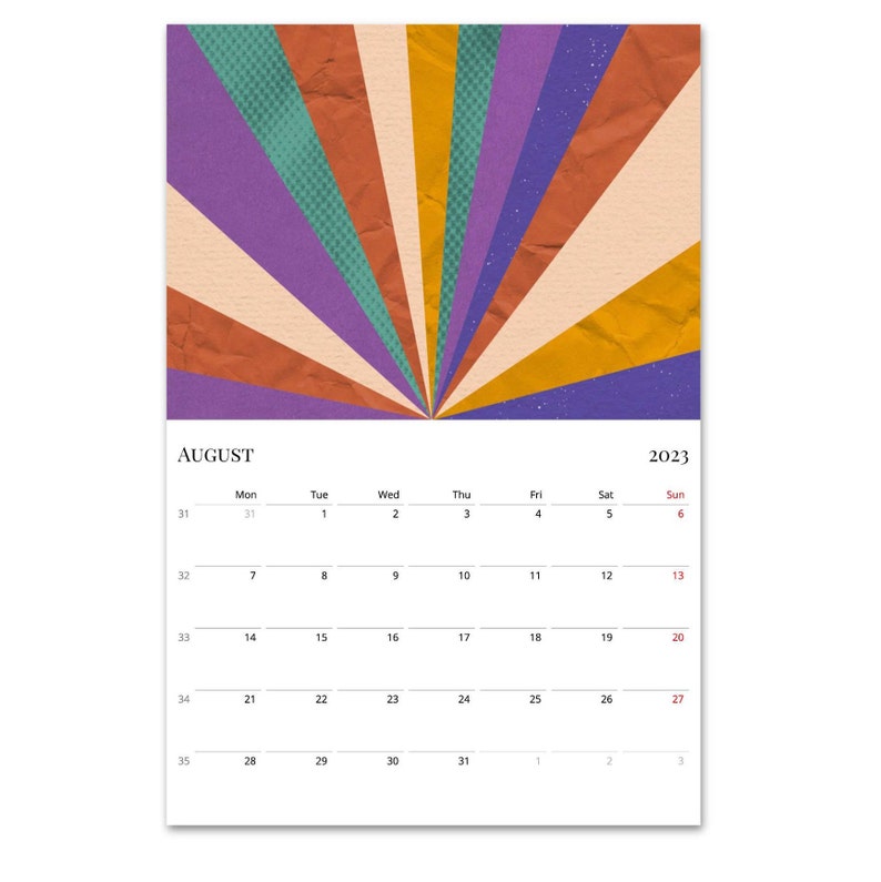 2023 Calendar Retro Calendar Abstract Calendar 2023 Wall - Etsy