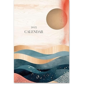 2025 2026 Wall Calendar, Abstract Calendar, Mid Year Calendar, Abstract Landscape Wall Decor, Hanging Calendar, Monthly Calendar, Blank, A3