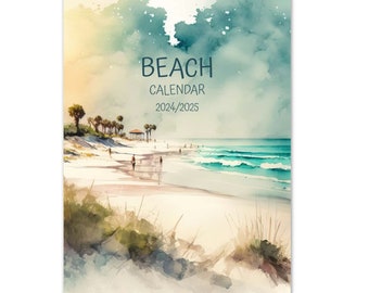 2024 2025 Calendar, Beach Calendar, Wall Calendar, Landscape Calendar, Mid Year Calendar, Monthly Calendar, Blank Calendar,Academic Calendar