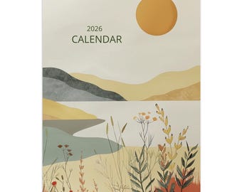 2026 2027 Wall Calendar, Landscape Calendar, Abstract Calendar, Boho Calendar, Hanging Calendar, Monthly Calendar, A3 Blank Calendar