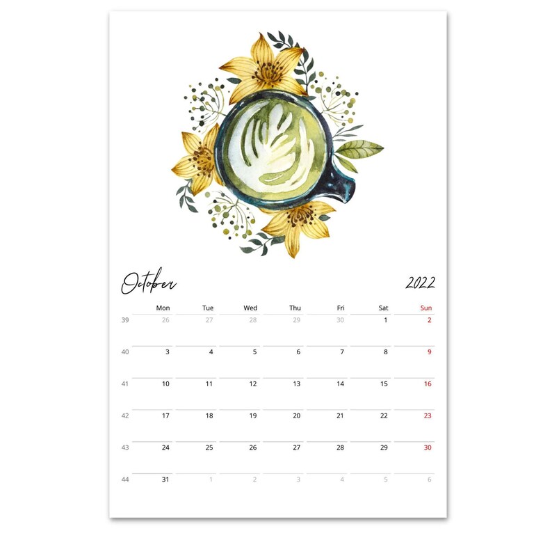 2023 Wall Calendar Coffee Calendar Kitchen Calendar Floral - Etsy