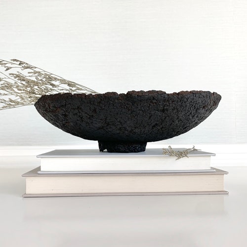 Shallow Black Rustic Bowl Etsy