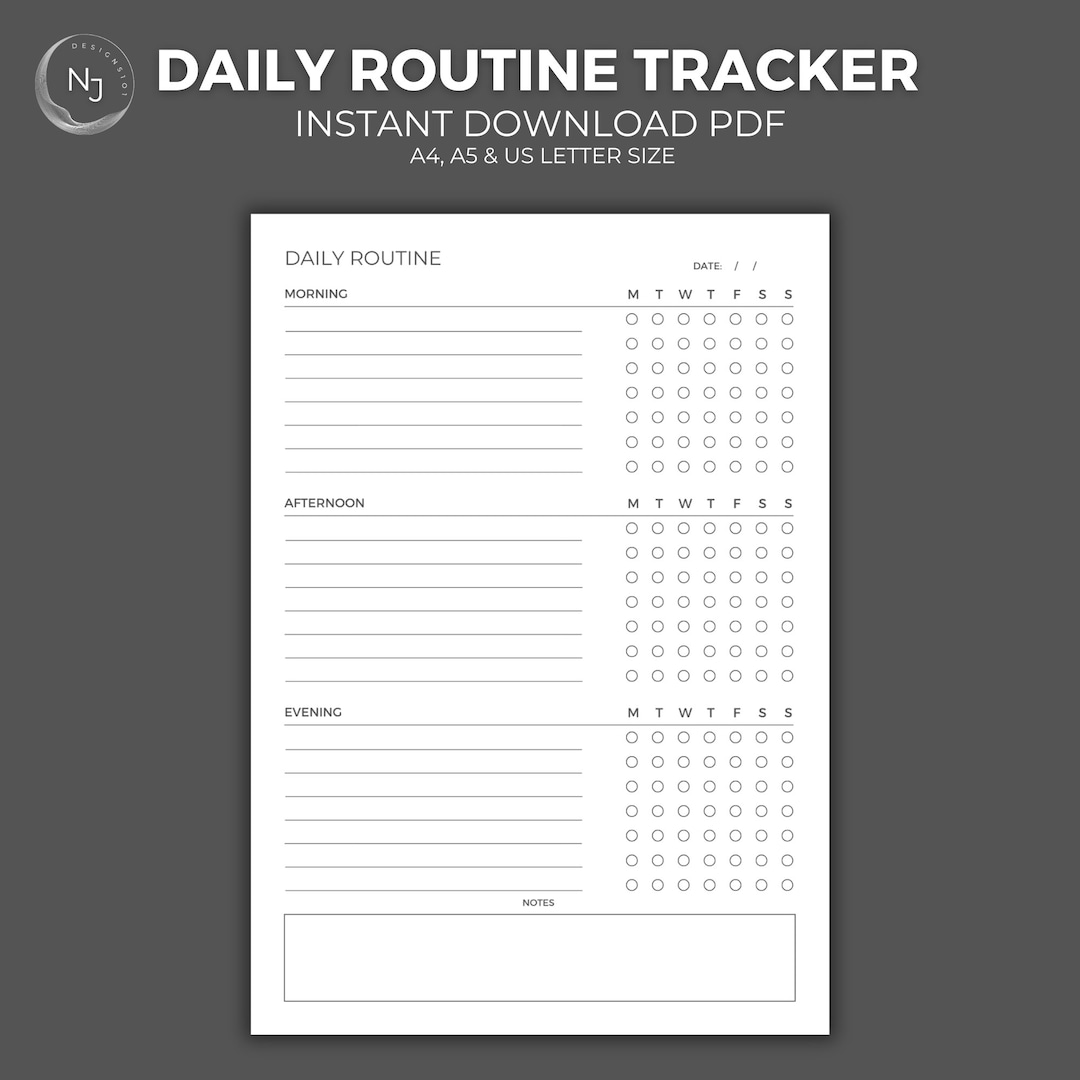 Minimal One-page Daily Routine Tracker Printable Pdf Chore - Etsy
