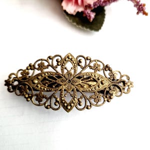 Vintage Style Bronze Floral Filigree Barrette