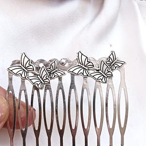 Silver plated butterflies hair comb,minimalist, handmade, wedding hair comb,bridal,bridesmaid, wedding guest,medium size hair comb,silver