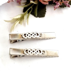 Set of 2 spiral hair clips,silver crocodile clip,handmade, alligator clip,non slip,Celtic side clip,swirl hair slide,gift for her