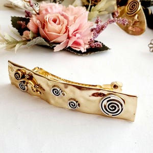 Minimalist large gold barrette,swirl, hammered, glossy,Celtic Viking, handmade, high quality, geometric, non slip,thick hair,Christmas gift