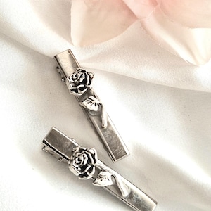 Ser of 2 flower hair clip,crocodile, alligator clip,minimalist, silver side clip, hand, minimal,floral hair slide,non slip,irish flower clip