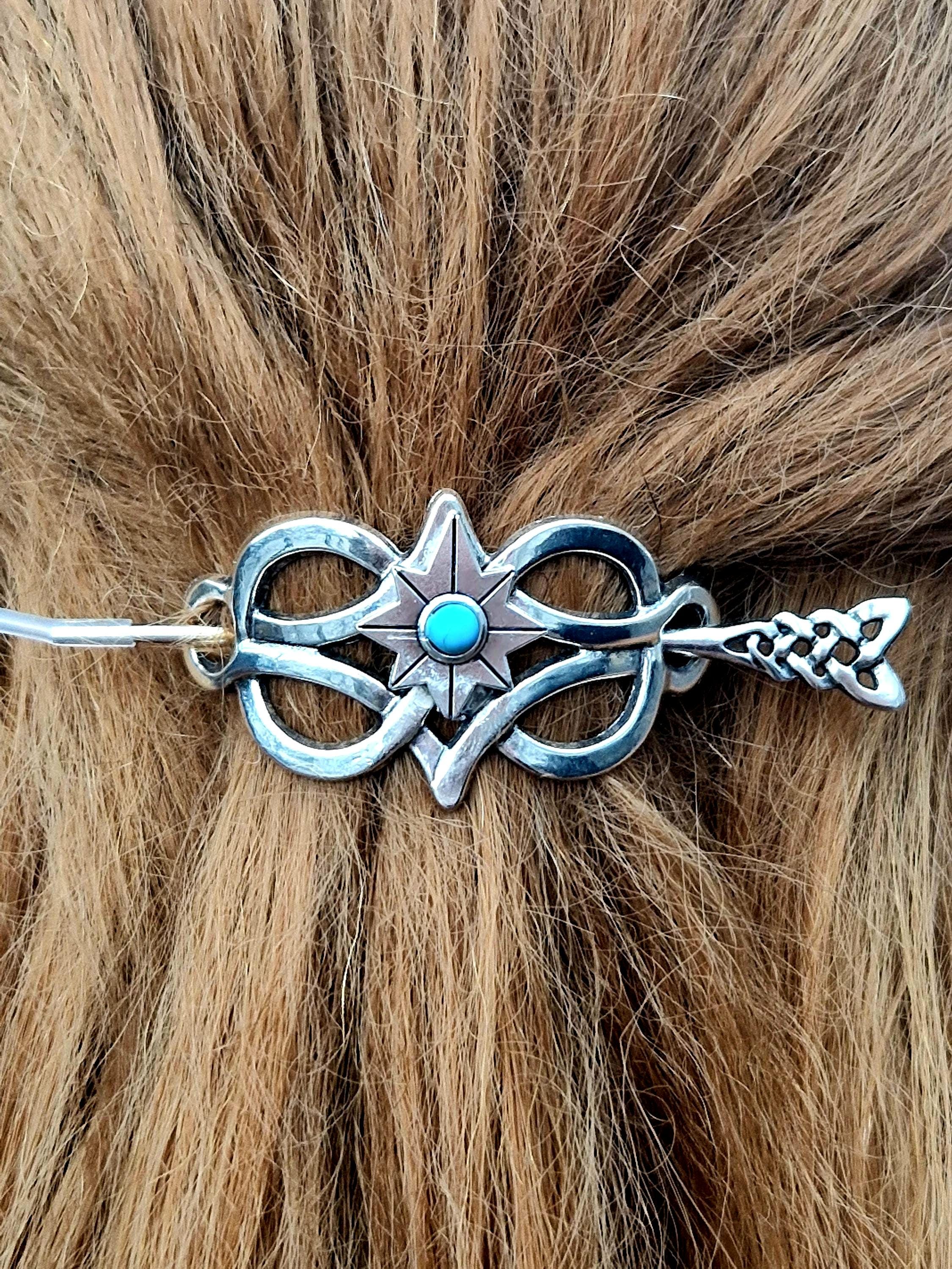 Silver and Turquoise Hair Forks - Etsy display picture 2
