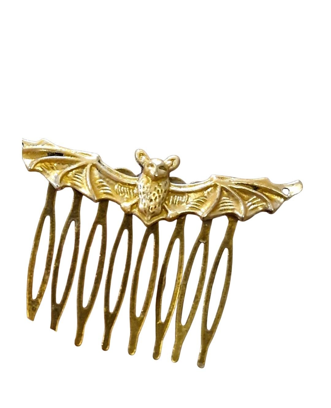 Antique Bronze and Gold Bat Hair Comb,gothic, Pagan,handmade, Retro ...