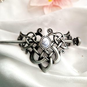 Silver Leaf Hair Clips, Celtic Alligator Clip Set - Etsy display picture 3