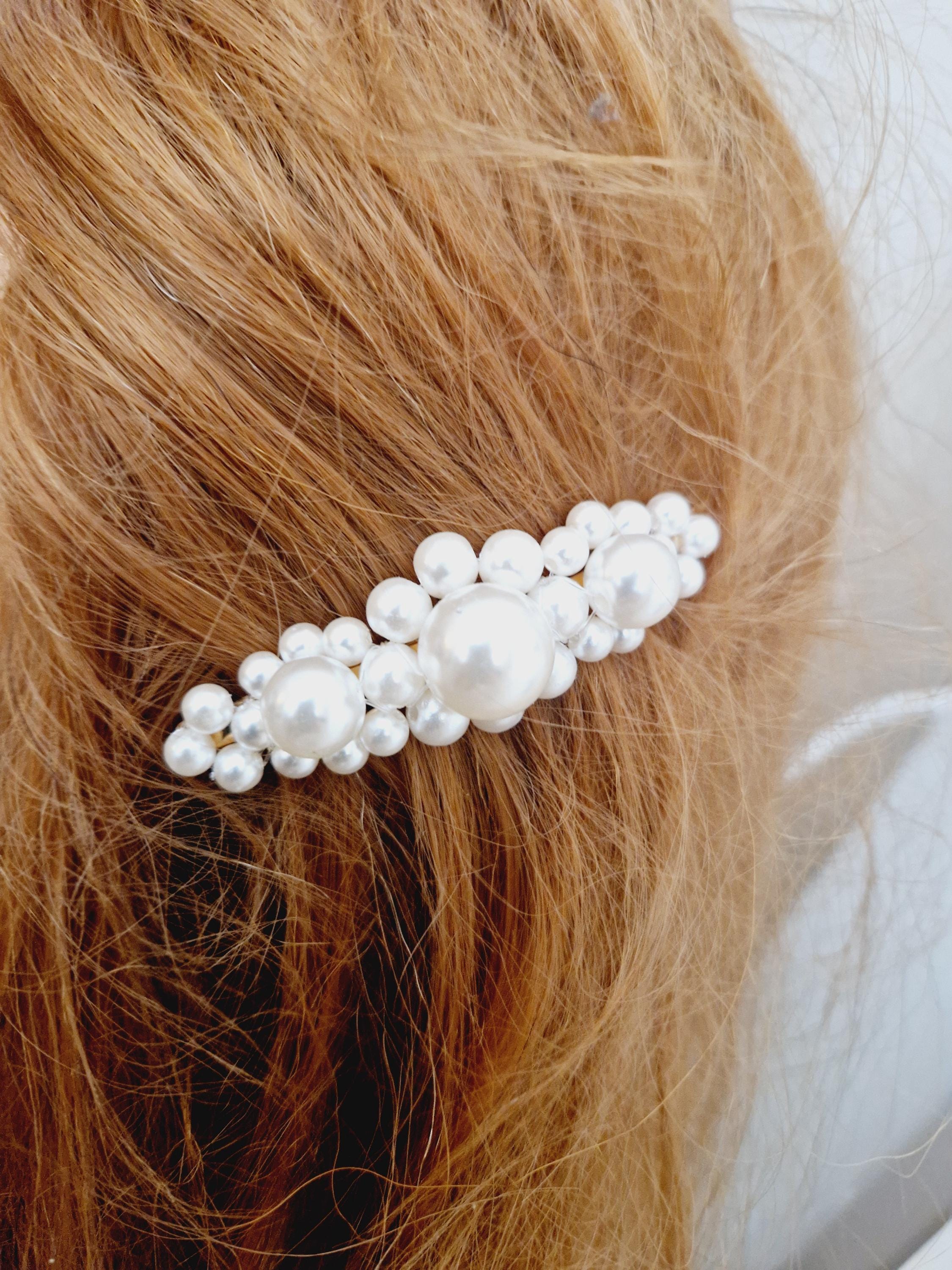 Set of 2 Mother of Pearl Hair Clips,wedding, Bridal Pearl 