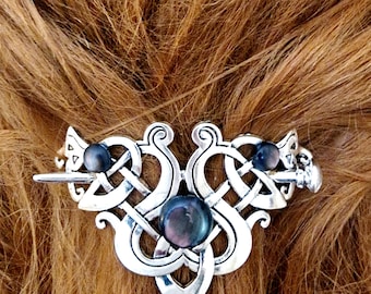 Pince à Cheveux Griffe - Bleue Avec Cristal Aqua - Argentée - Marque NY Fashion Accessories