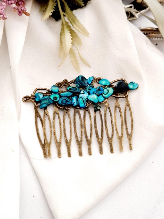Vintage Butterfly Hair Comb Abalone Shell Inlay Decorative Hair Accessory Vintage Butterfly Hair Comb Abalone Shell Inlay Decorative  main image 3
