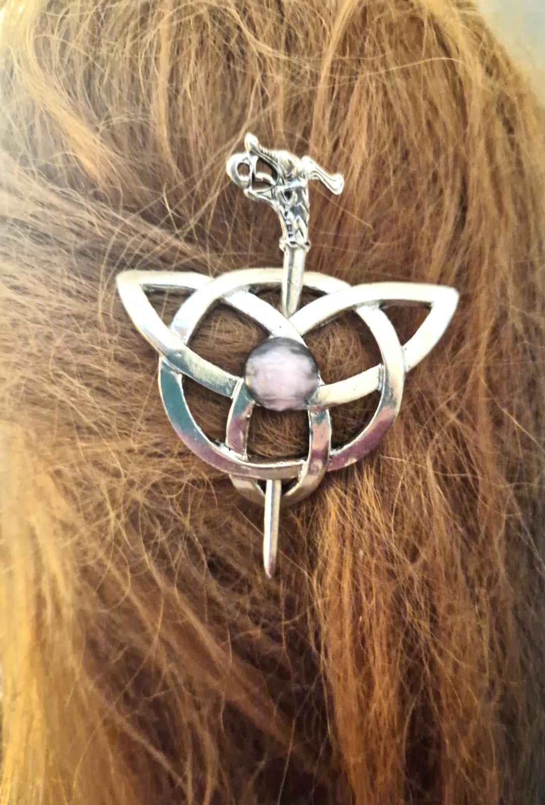 Celtic Sister Knot Hair Pin Stainless Steel Irish Hair Accessories Updo Jewelry Amazon.com : Yheakne Vintage Celtic Knot Hair Slide Pin  main image 4