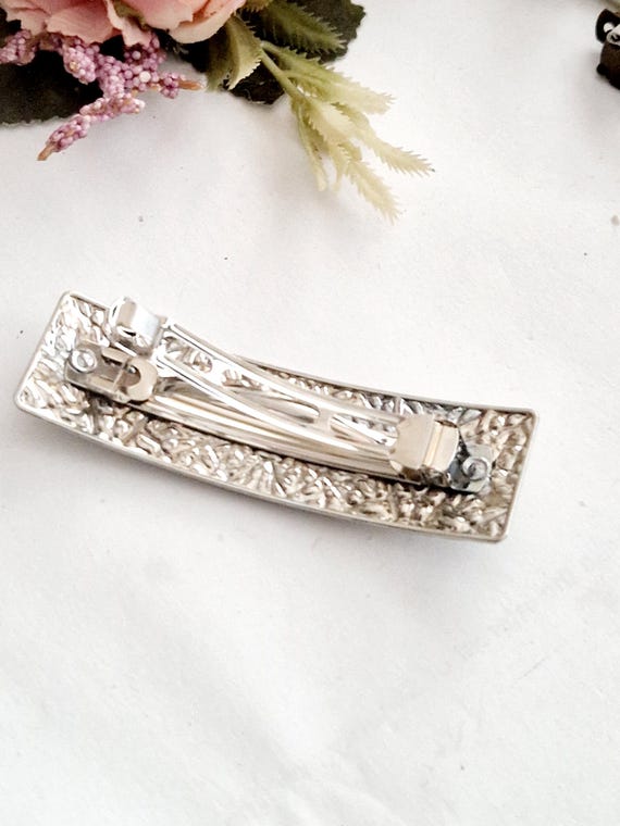 Silver Hair Barrette With Abalone Shell,celtic,hammered  display picture 1