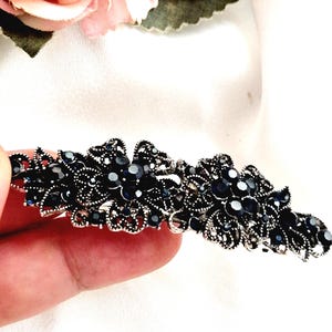 black diamante barrette, crystal wedding barrette, bridal, bride, bridesmaid, prom,flower,handmade, sparkling barrette,high quality barrette