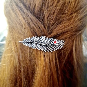 red diamante silver Celtic barrette,ancient silver, crystal, sparkling, high quality, antique, Viking, handmade barrette clip,Christmas gift